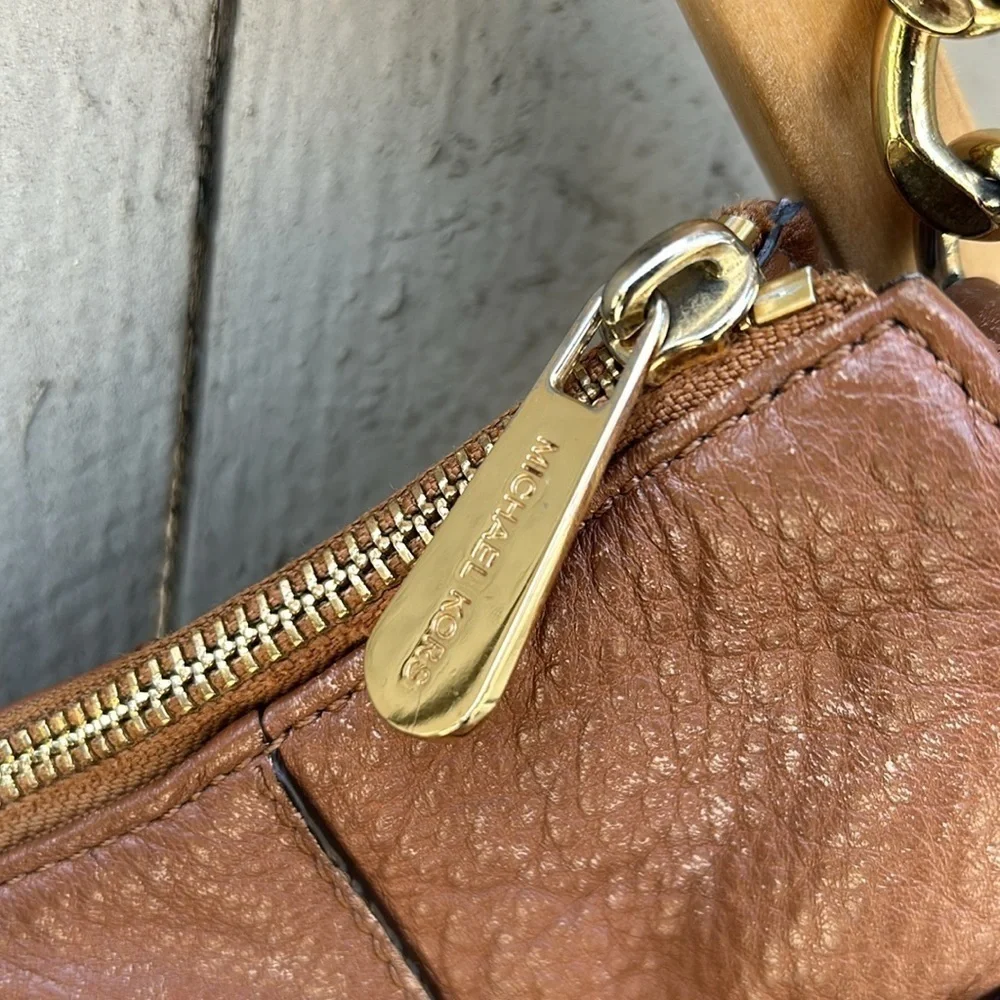 Michael Kors Brown Leather Hobo Bag with Chain Strap Details Bohemian Summer